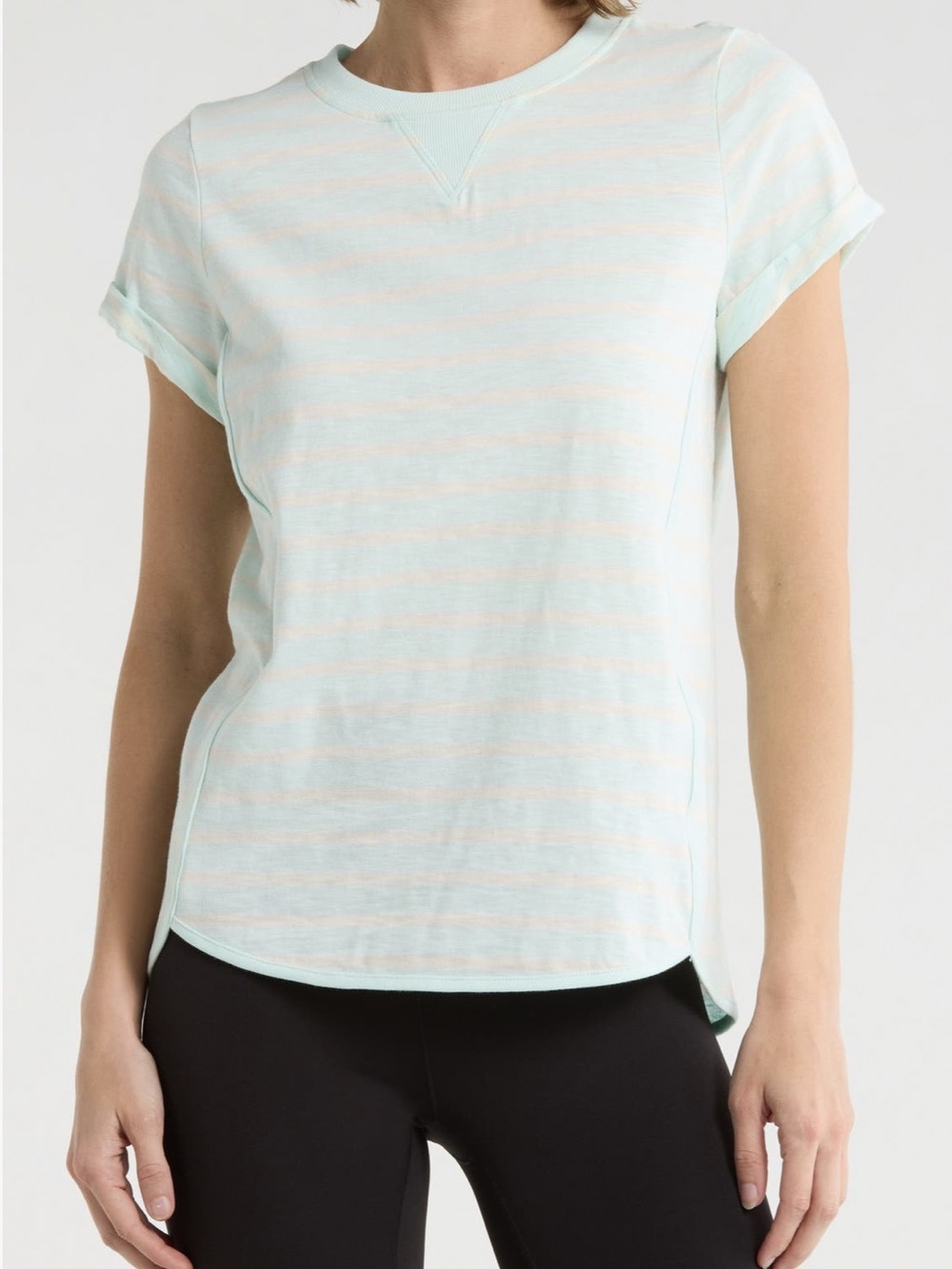 DKNY Mint and White Short Sleeve Crew Tee